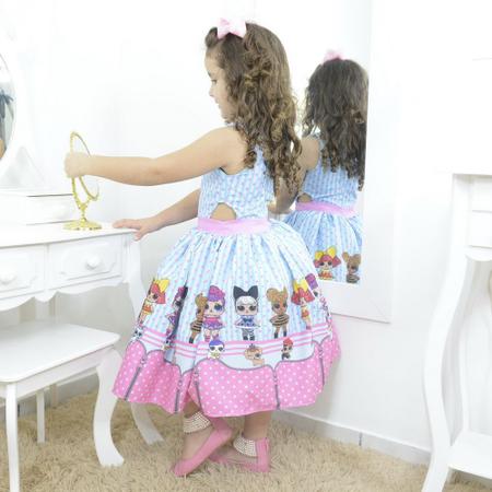 Imagem de Vestido festa infantil das mínis bonecas Lol surprise azul e rosa