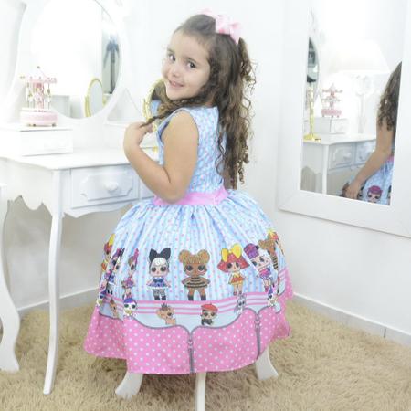 Imagem de Vestido festa infantil das mínis bonecas Lol surprise azul e rosa