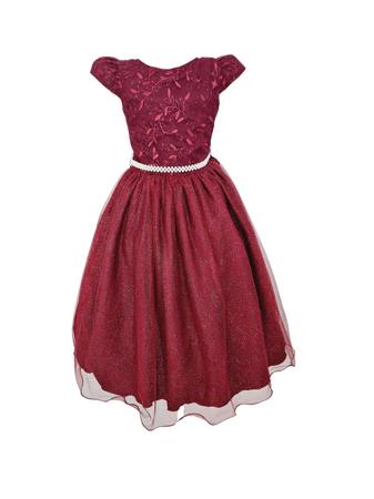 Vestido Infantil de Festa Vermelho Princesa com Renda Gliter e