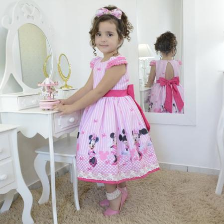 Imagem de Vestido festa infantil Minnie Rosa superluxo