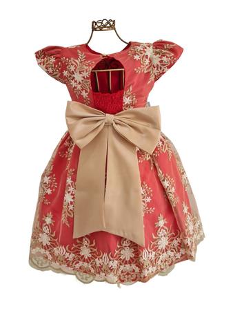 Vestido de Festa Infantil Princesa Realeza Vermelho Luxo - mariê