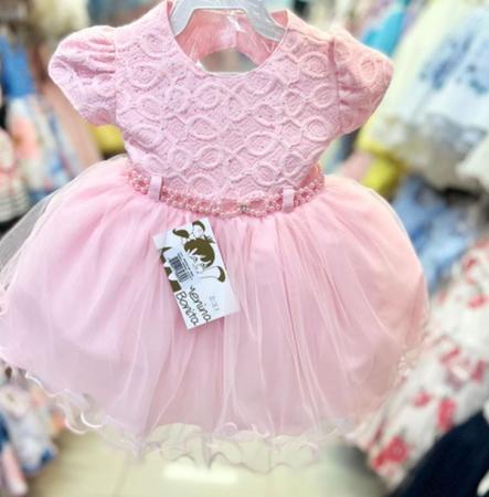 Vestido festa infantil rosa luxo menina bonita 1 a 3 anos