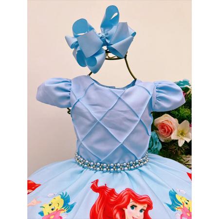 Vestido Roupa Festa Fantasia Infantil Tematico Sereia Ariel