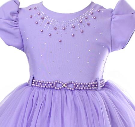 Vestido Princesa Sofia roxo claro liso modelo Bruna infantil