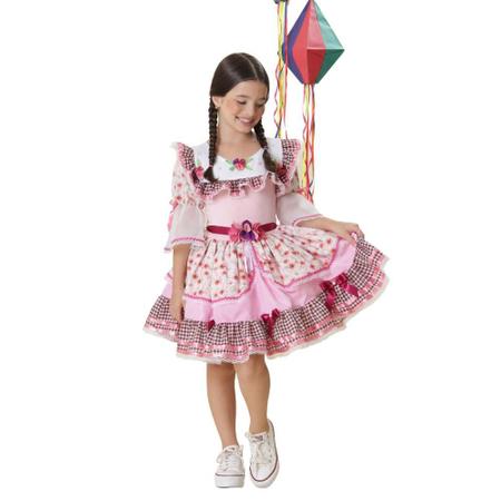 Vestido festa junina infantil rosa sale