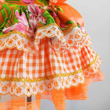 Vestido de festa junina infantil acinturado xadrez fantasias carol fsp