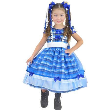 Imagem de Vestido Festa Junina Luxo Várias Cores + 2 Enfeite Cabelo + Saia Armação