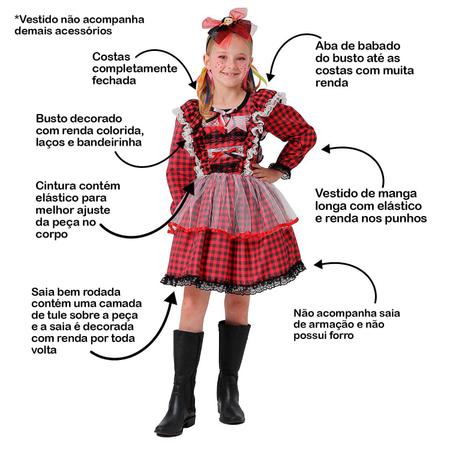 Vestido Junino Xadrez Vermelho Bebê Menina - SACOLA DO BEBÊ