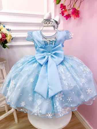 Imagem de Vestido Frozen Princesas Infantil Com Cinto de Pérolas Festa Meninas