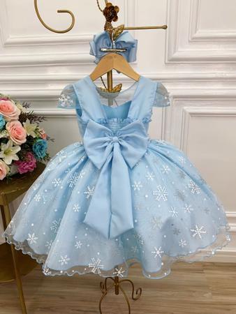 Imagem de Vestido Frozen Princesas Infantil Com Cinto de Pérolas Festa Meninas