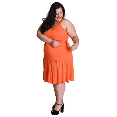 Vestido Gestante Plus Size Maternidade Laranja em Vicolycra Linda