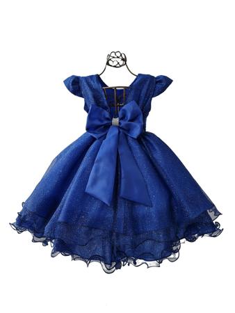 Vestido Glitter Infantil Azul Royal Festa Anivers rio Rodado JL
