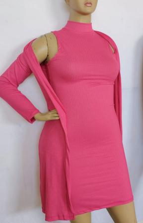 Imagem de Vestido Gola Alta e Cardigan