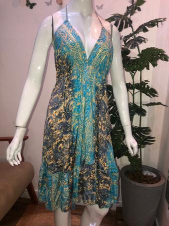Vestido Indiano Azul e dourado - Palak - U Imagem de Vestido Indiano Azul e dourado - Palak - U