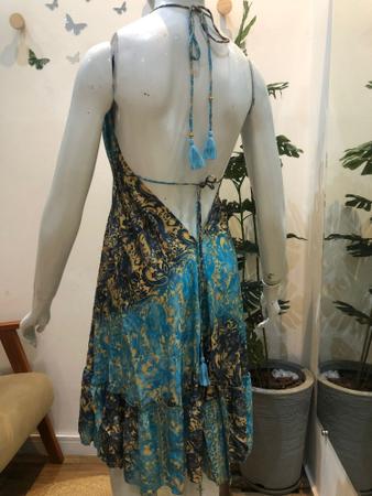 Vestido Indiano Azul e dourado - Palak - U Imagem de Vestido Indiano Azul e dourado - Palak - U