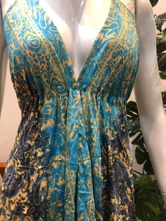 Vestido Indiano Azul e dourado - Palak - U Imagem de Vestido Indiano Azul e dourado - Palak - U