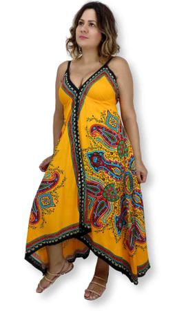 Vestido Indiano Lenço Estampado Bordado COD. 1456 - Sarat Moda