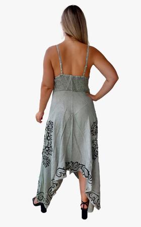 Vestido Indiano Longo Alça Lenço Ponta Estonado Bordado C113 - Aleci Fashion Imagem de Vestido Indiano Longo Alça Lenço Ponta Estonado Bordado C113