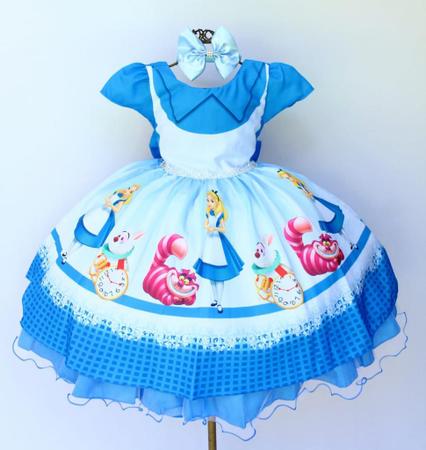 Imagem de Vestido Infantil Alice No País Das  Maravilhas Festa Luxo 