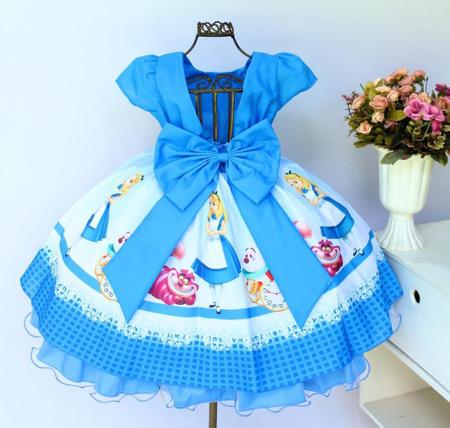 Imagem de Vestido Infantil Alice No País Das  Maravilhas Festa Luxo 