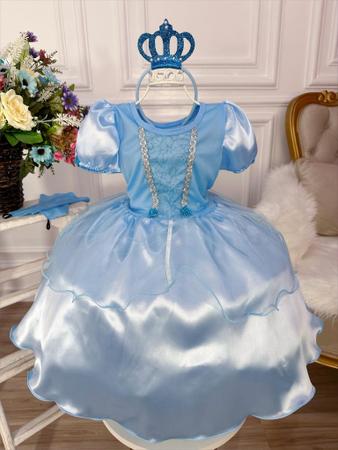 Vestido Infantil Frozen Elsa Com Capa Azul Fantasia Menina - Tio Dedé -  Fantasias para Crianças - Magazine Luiza