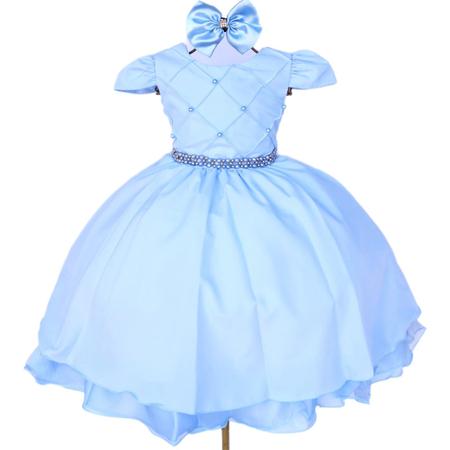 Vestido Infantil Cinderela Azul Cinto Pérolas Luxo Princesas - Temáticos  Luxo - Vestido Infantil - Magazine Luiza