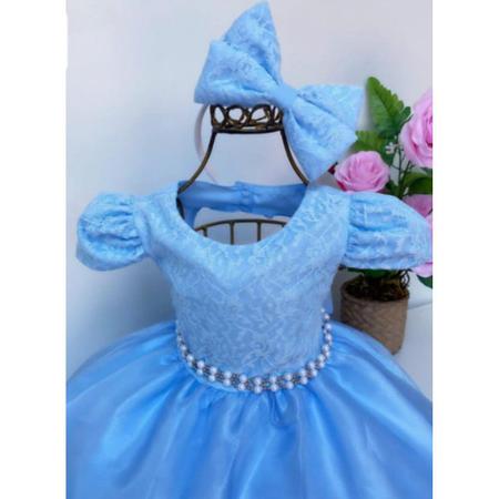 Vestido Infantil Azul Cinderela , Frozen Luxo - Menina bonita 1/2/3 Anos -  Perollas Kids