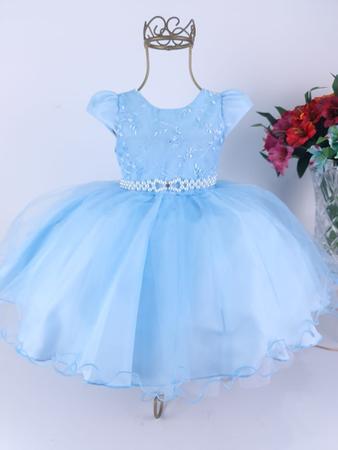 Vestido Infantil de Festa Azul Bebê Luxo Realeza Princesa Menina Cinderela  Frozen Elsa