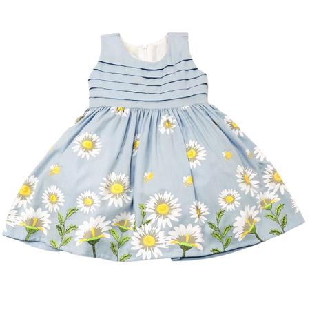 Imagem de Vestido Infantil  Azul Estampa De Margaridas