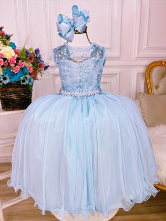 Vestido Infantil Azul Social Daminha Cinderela Princesa Frozen Elsa Luxo  Lorenzetti Vestido Infantil Magazine Luiza