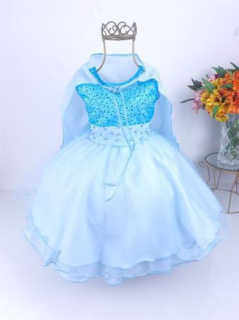 Vestido Cinderela Aniversário Azul 1 Ao 3 Luxo Princesa