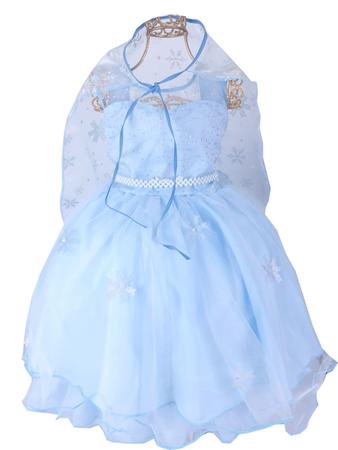 VESTIDO INFANTIL FROZEN AZUL PRINCESAS COM CAPA LUXO