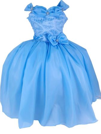 Vestido Infantil da Princesa Frozen Azul Strazz no Peito - Fabuloso Ateliê