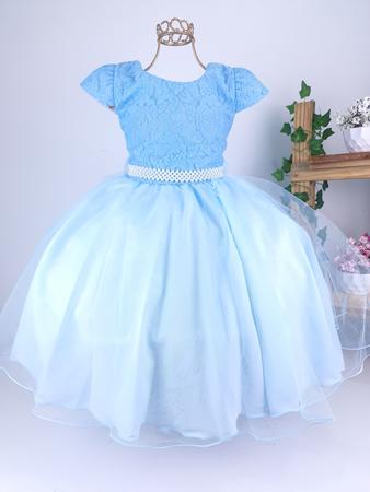 Vestido Infantil Social Azul Evangélico Cinderela Festa 4 a 16 em Promoção  na Americanas