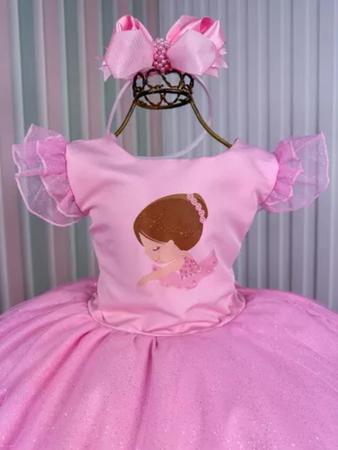 Imagem de Vestido Infantil Bailarina Rosa Princesas - Envio Rápido
