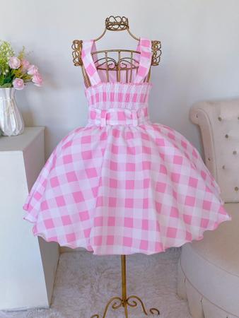 Vestido Infantil Barbie Filme Xadrez Festa Luxuoso - Charlotte