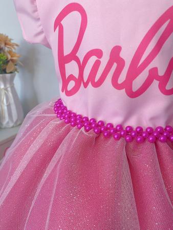 Vestido Festa Infantil Luxo Barbie Rosa Roupa Aniversário