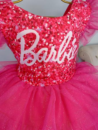 Vestido Infantil Barbie Rosa Luxuoso