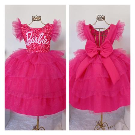 Vestido Infantil Barbie Luxuoso Festa Temática, Aniversário