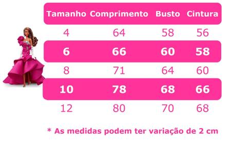 Vestido Infantil Barbie Busto Paetê Pink e Broche de Lacinho