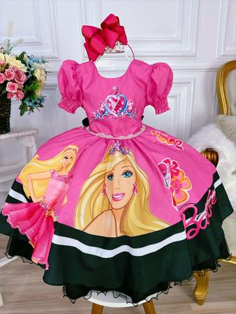 Vestido infantil da Barbie princesa na cor rosa