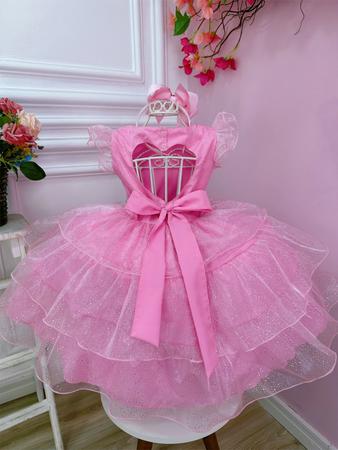 Vestido Infantil Princesa Barbie Rosa Aniversário Temático - Tio Dedé -  Vestido Feminino - Magazine Luiza