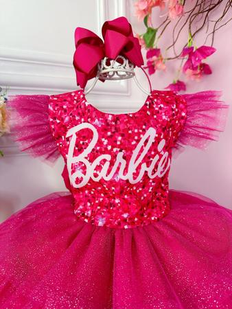 Vestido Infantil Barbie Rosa Pink Tule Fantasia Aniversário - Tio Dedé -  Vestido Infantil - Magazine Luiza