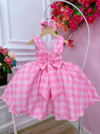 Vestido infantil Xadrez Rosa e Branco Barbie Girl P03 - Maria - Vestido  Infantil - Magazine Luiza