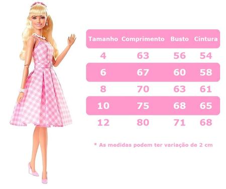 Vestido infantil Xadrez Rosa e Branco Barbie Girl P03 - Maria - Vestido  Infantil - Magazine Luiza