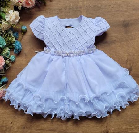 Imagem de Vestido infantil batizado bebe branco recem nascido a 1 ano