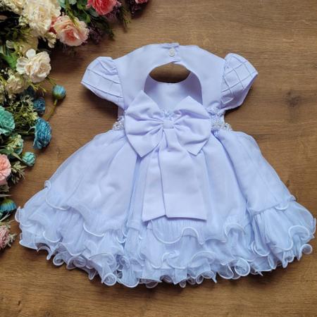 Imagem de Vestido infantil batizado bebe branco recem nascido a 1 ano