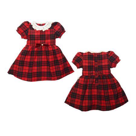 Vestido Infantil Feminino Infanti Ursinhas Xadrez Vermelho Collab