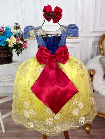 Vestido Infantil Branca De Neve Bebê Princesa Festa De