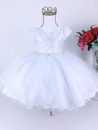 Vestido Branco Batizado Ano Novo Bebê Menina Luxo - SACOLA DO BEBÊ